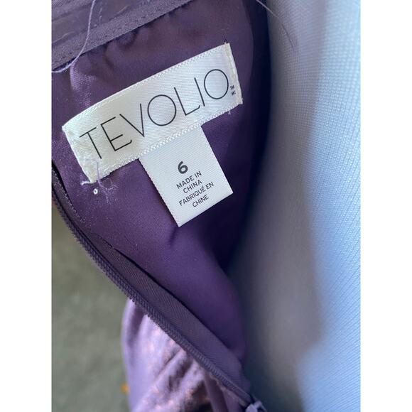 Tevolio Purple Lace Knee Length Tie Waist Sleeveless Dress- Size 6 (has pockets) - Picture 10 of 10